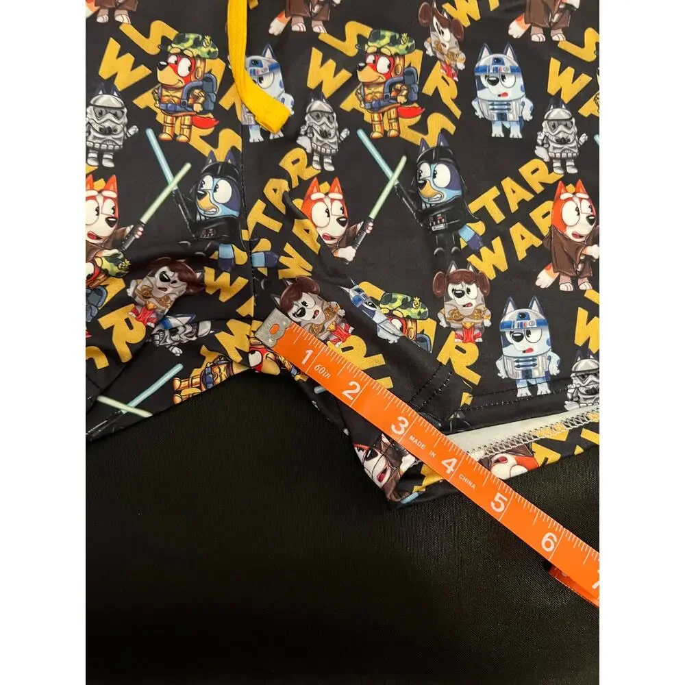 Bluey Star Wars Pajama Set Kids Large Black Yellow Shirt‎ Shorts Sleepwear